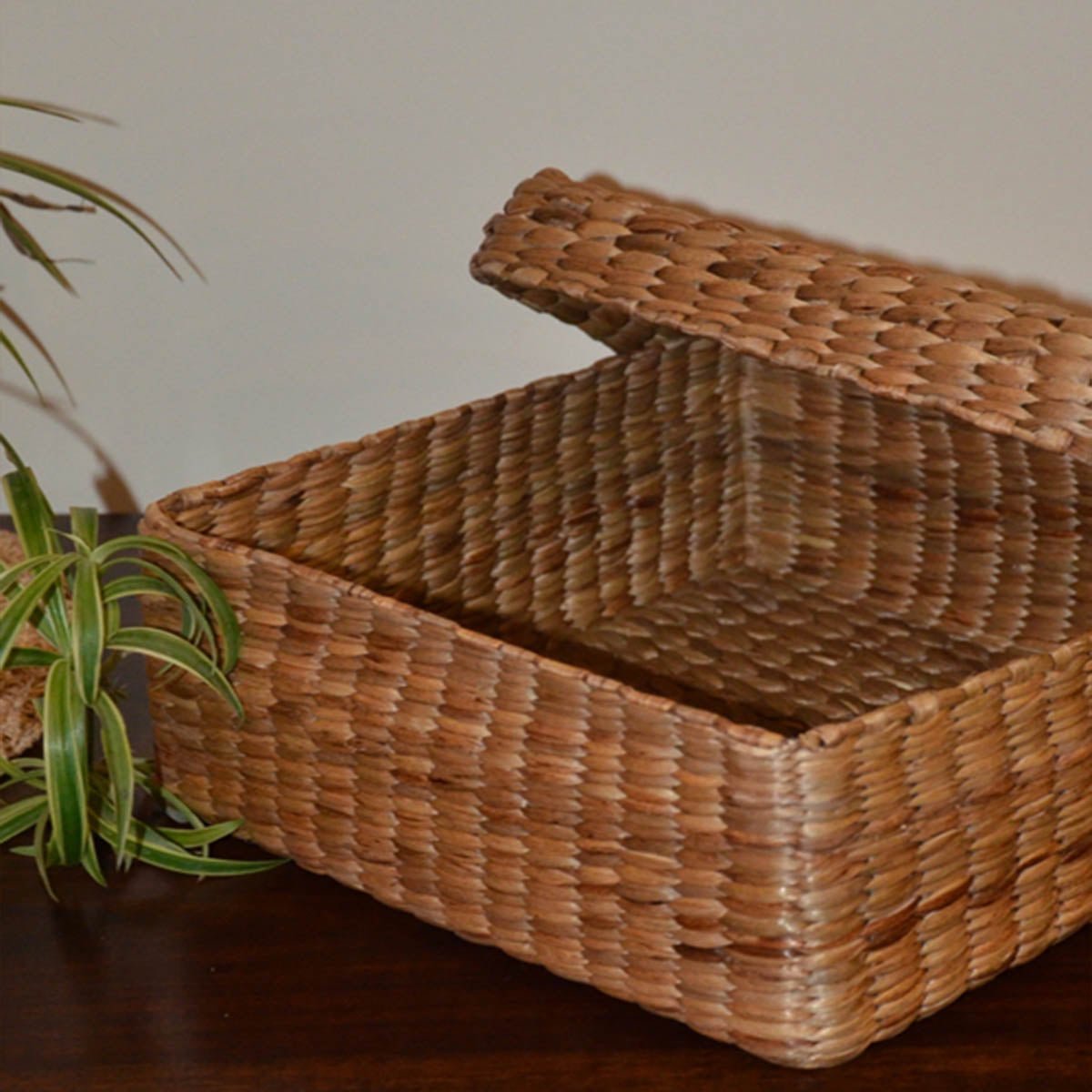 Water Hyacinth Square Gift & Utility Box – Baskets & Boxes on Brown Living™. SKU: WHSBOX028A. Img 2.