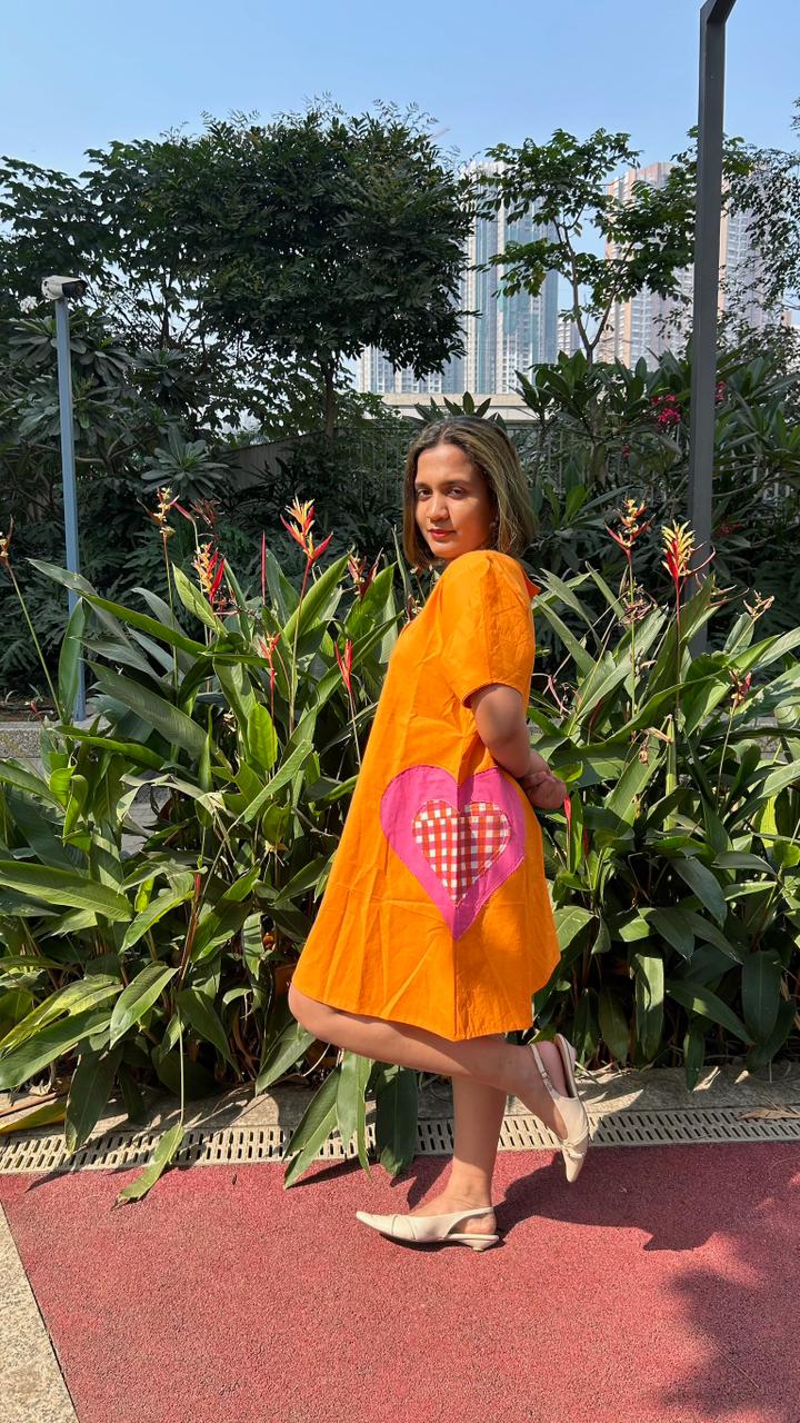 Wear Your Heart Out Loud Short Dress | Effortless Everyday Style – Womens Dress on Brown Living™. SKU: DR-49-S-OR. Img 2.