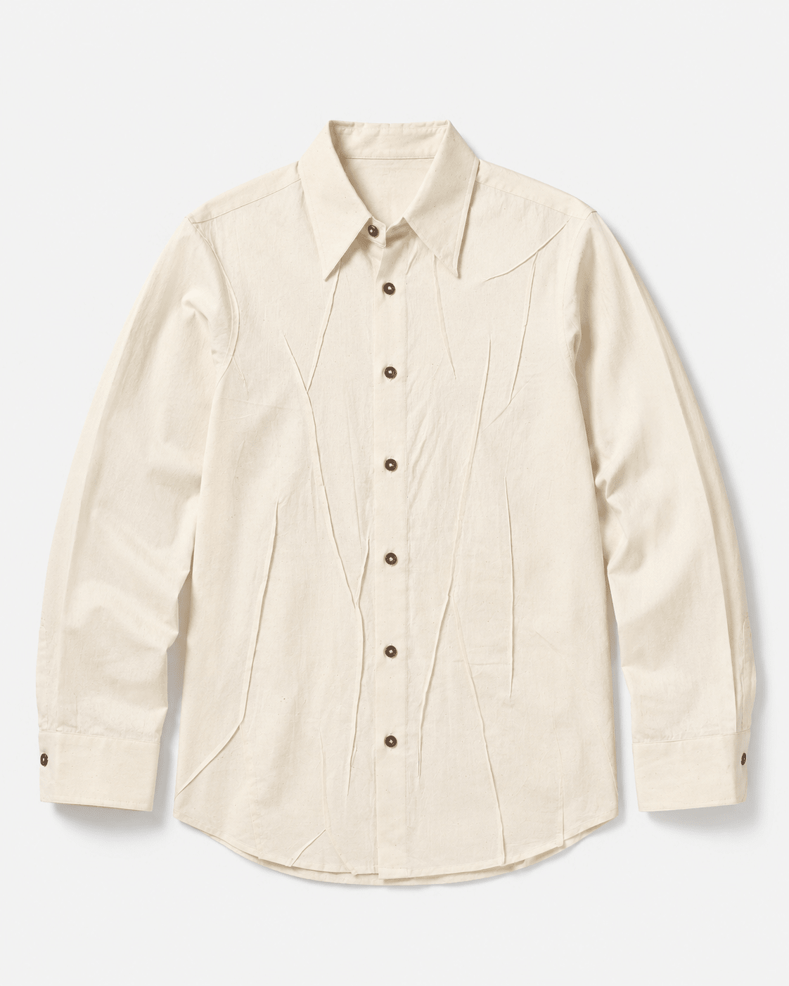 Wet Pleat Shirt – Contemporary Textured Shirt with Elegant Style – Womens Shirt on Brown Living™. SKU: ACB2026014. Img 1.
