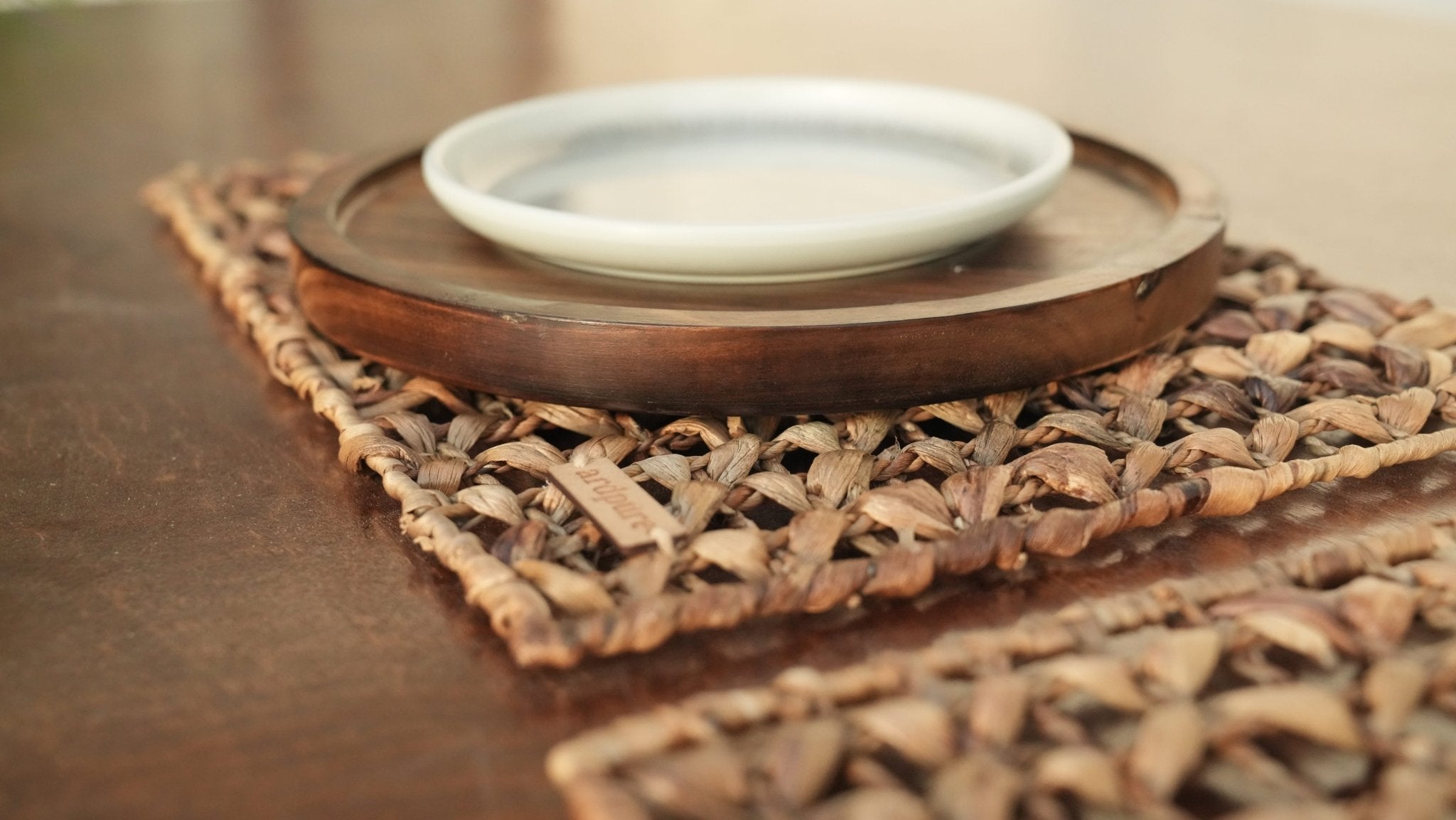 WH Flora Placemat | Handwoven Natural Dining Table Mat (Set of 2) – Baskets & Boxes on Brown Living™. SKU: 811WM. Img 2.