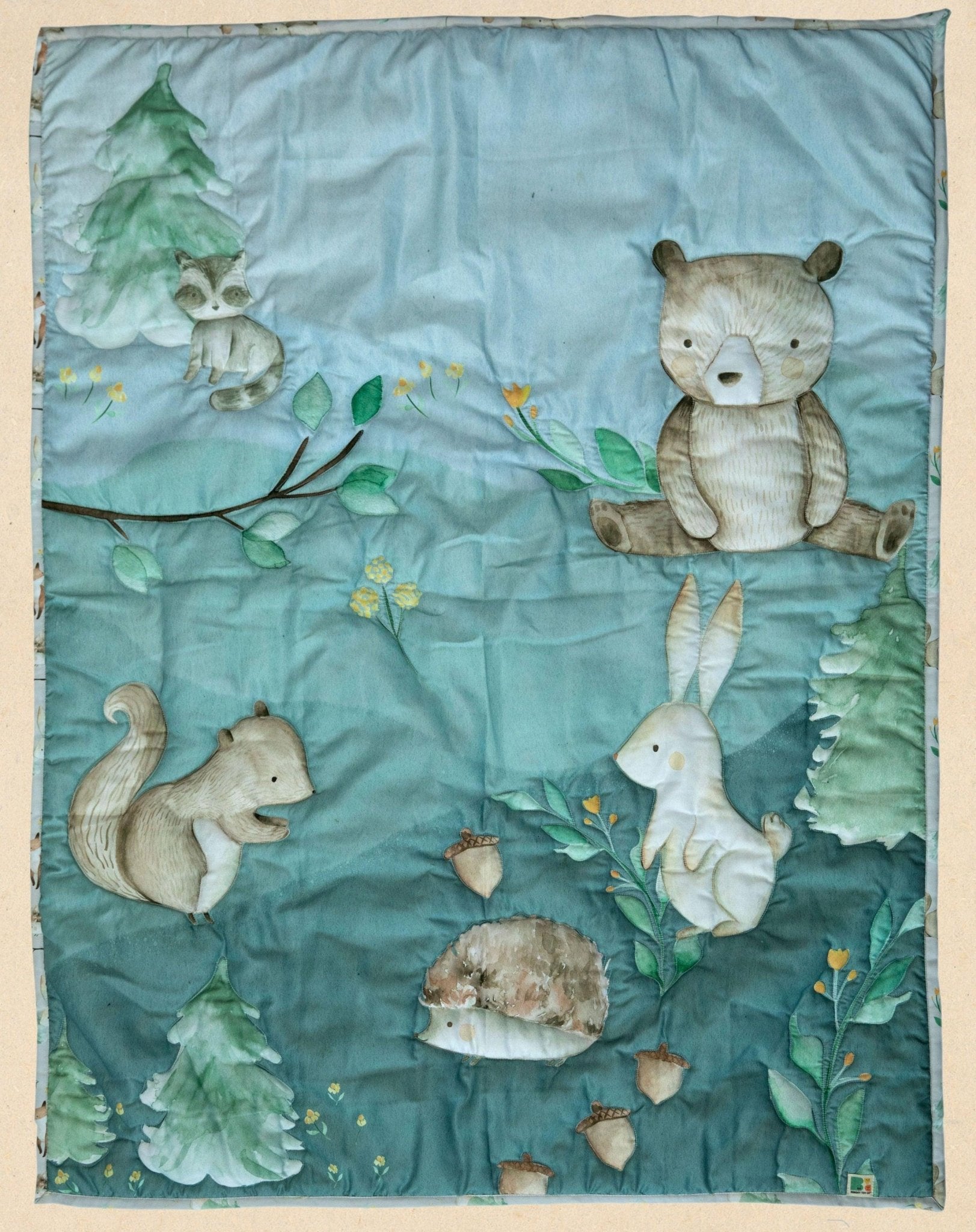 Whimsical Woods Quilt Soft Kids Bedding Blanket – Play Mats on Brown Living™. SKU: QLTWOODLAND. Img 1.