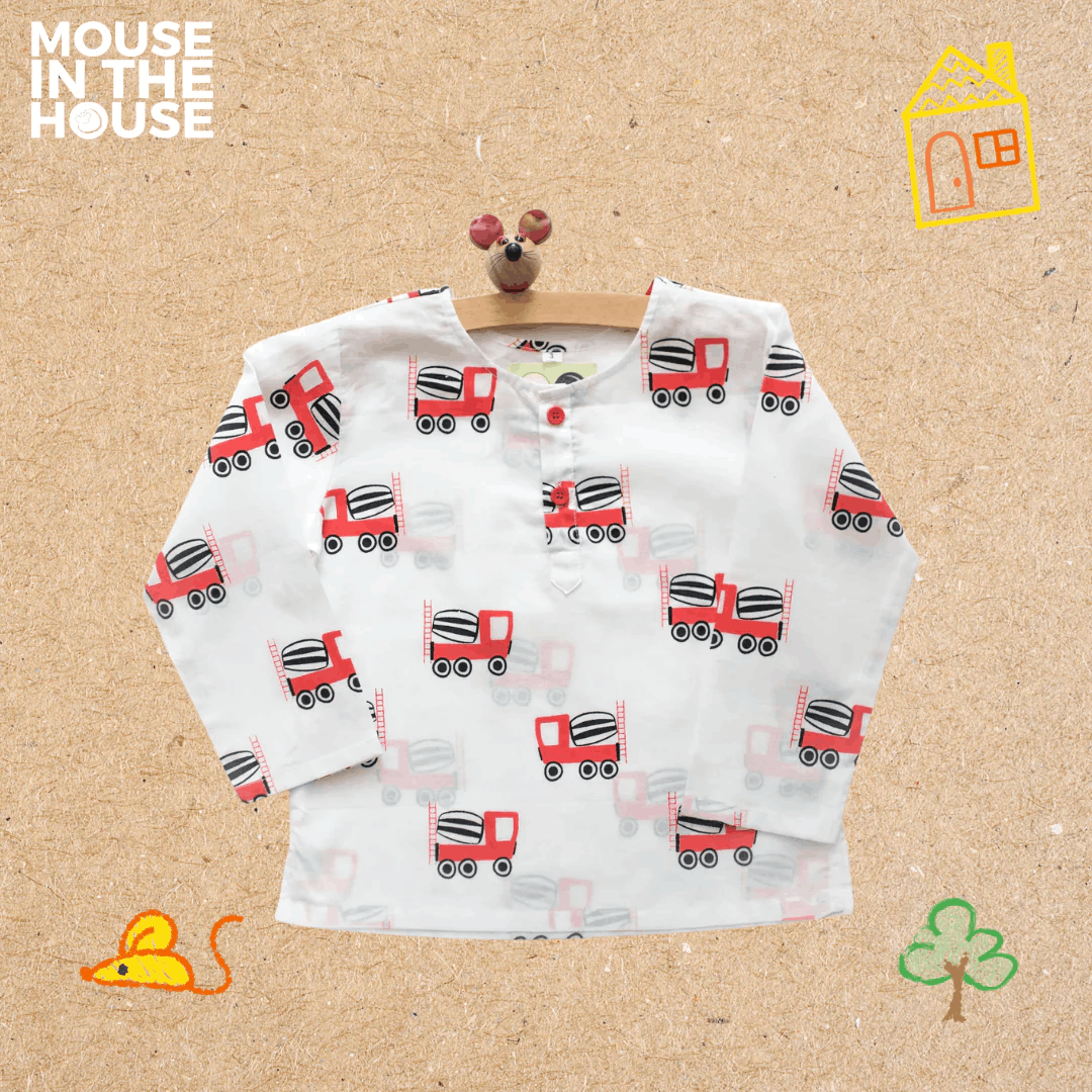 Whirly Cement Mixer - Unisex Kids Cotton Nightwear – Kids Pyjamas on Brown Living™. SKU: MITHNW-022-1. Img 5.