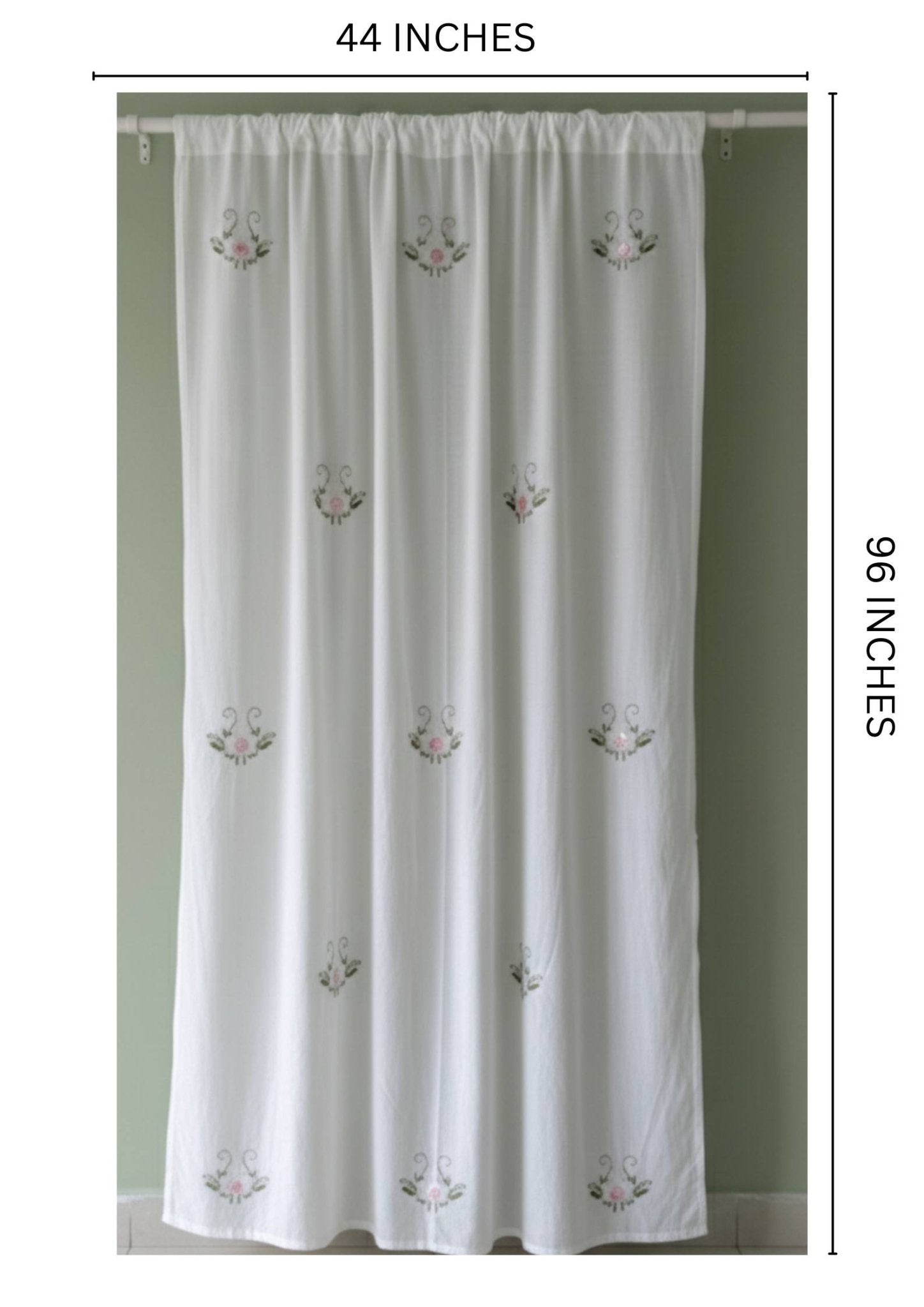 White Floral Bengal Hand Embroidery Semi Sheer Curtain – Home Decor on Brown Living™. SKU: INBCW01. Img 11.