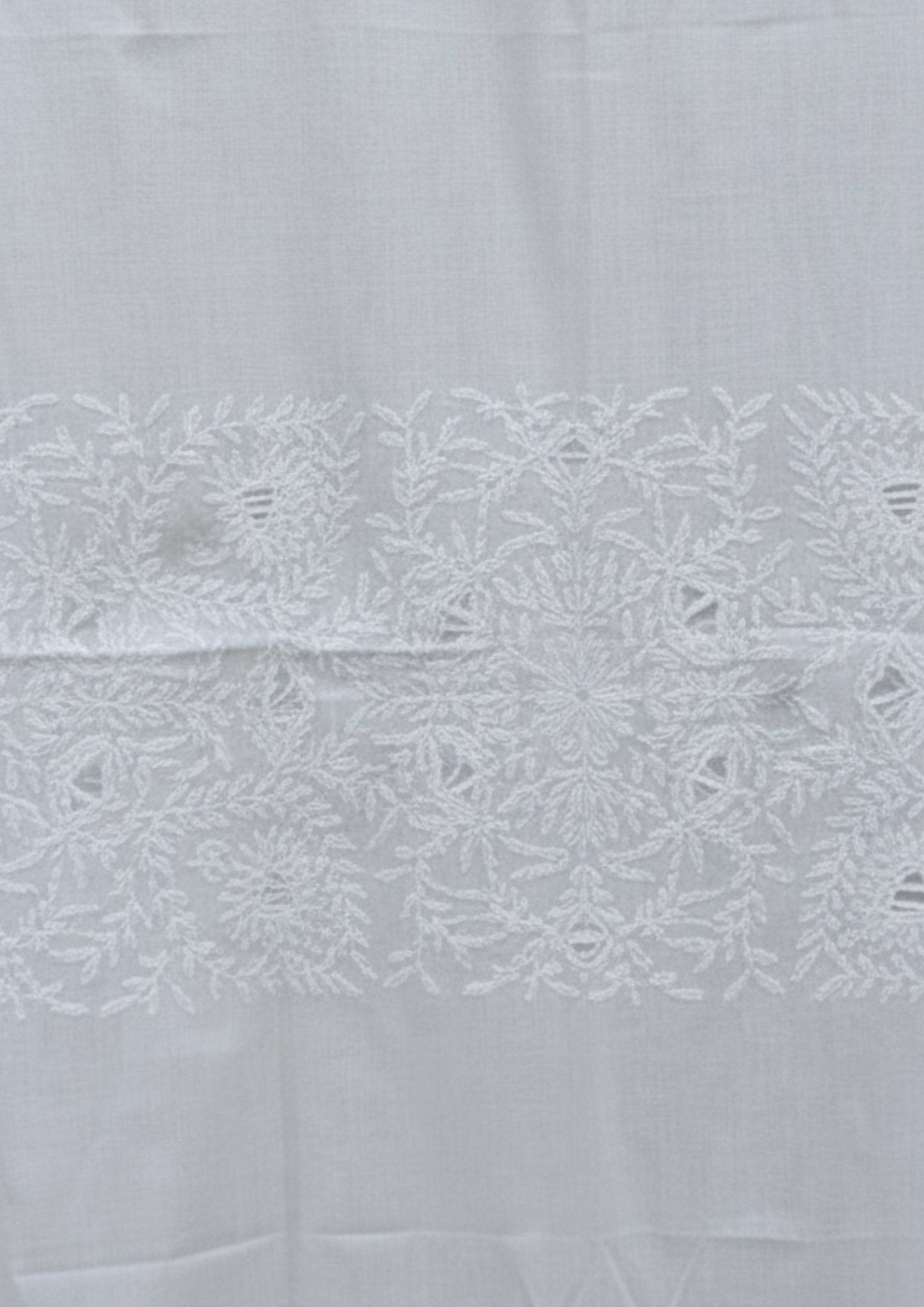 White Floral Bengal Hand Embroidery Semi Sheer Curtain – Home Decor on Brown Living™. SKU: INBCW03. Img 14.