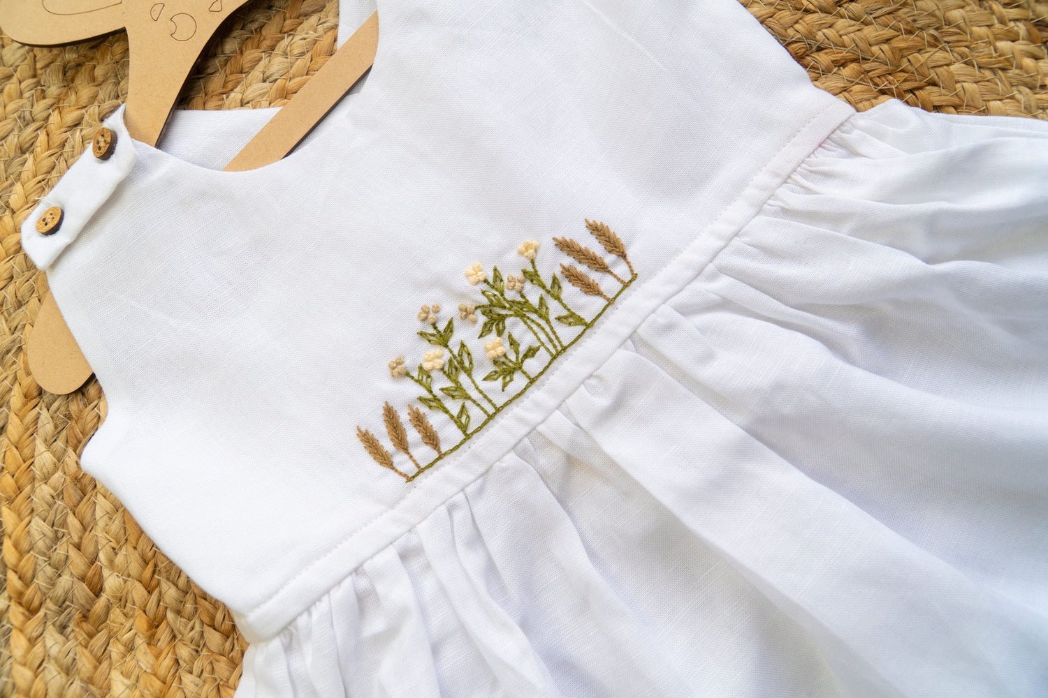 White Forest Hemp Baby Frock Soft Eco Friendly Kids Dress – Kids Frocks & Dresses on Brown Living™. SKU: ARN0010-3. Img 2.