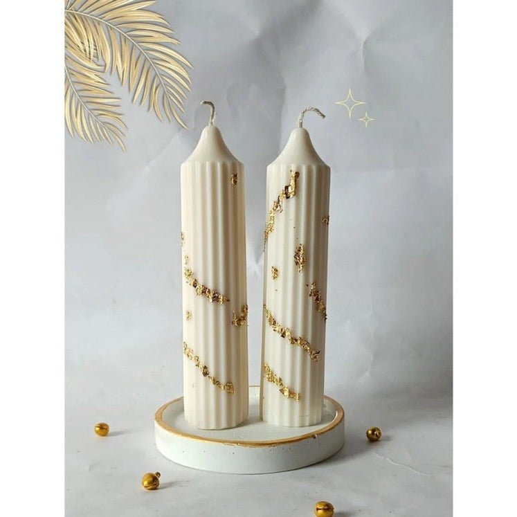 White Gold Hope Pillar Soy Wax Candle - Small | Verified Sustainable by Brown Living™
