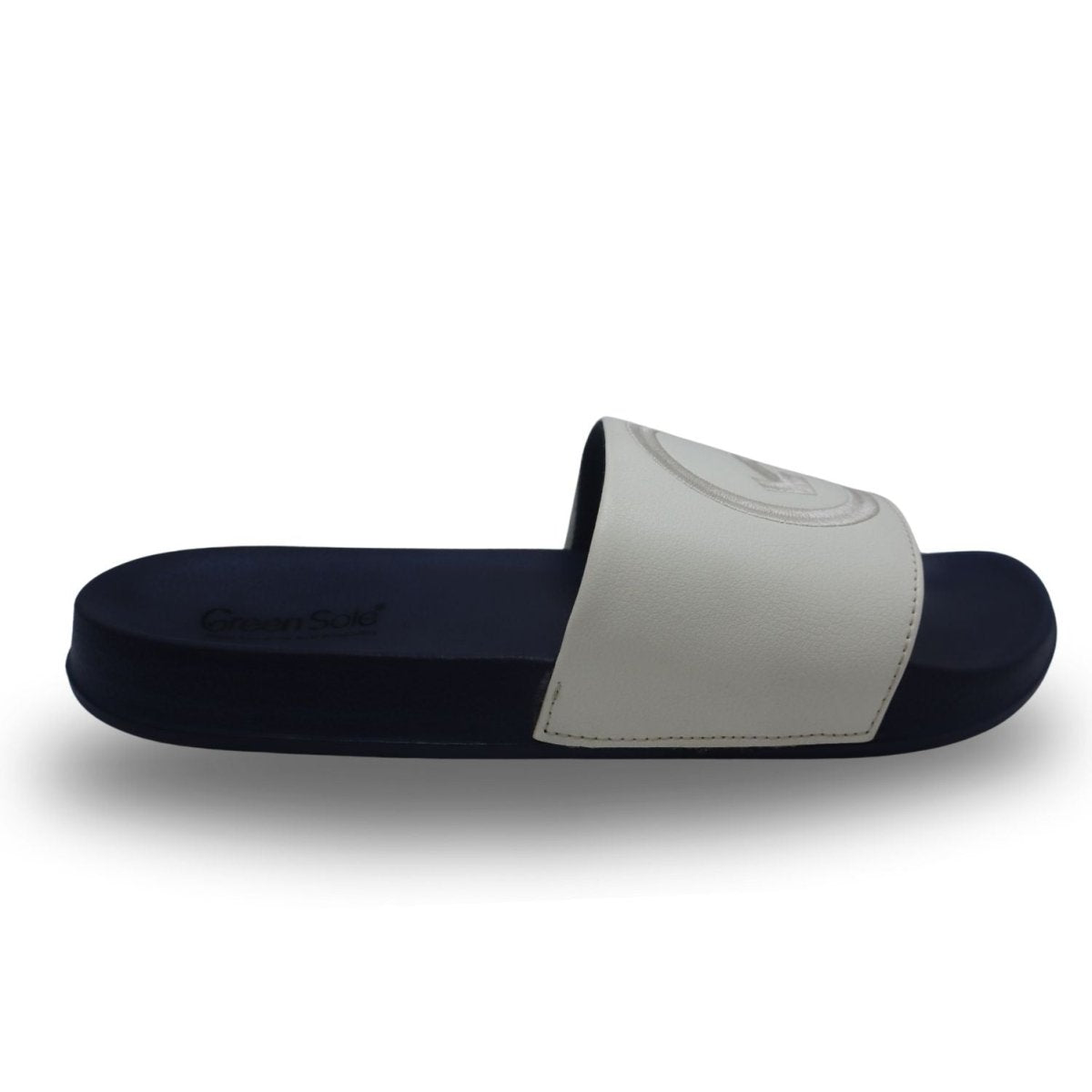 White Slider Men's Casual Slippers – Mens Sliders on Brown Living™. SKU: GreenSole_FPL0000000143. Img 2.