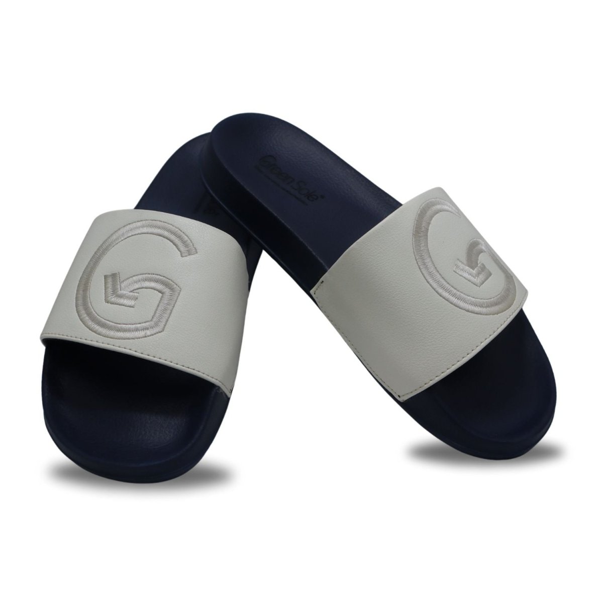 White Slider Men's Casual Slippers – Mens Sliders on Brown Living™. SKU: GreenSole_FPL0000000145. Img 4.