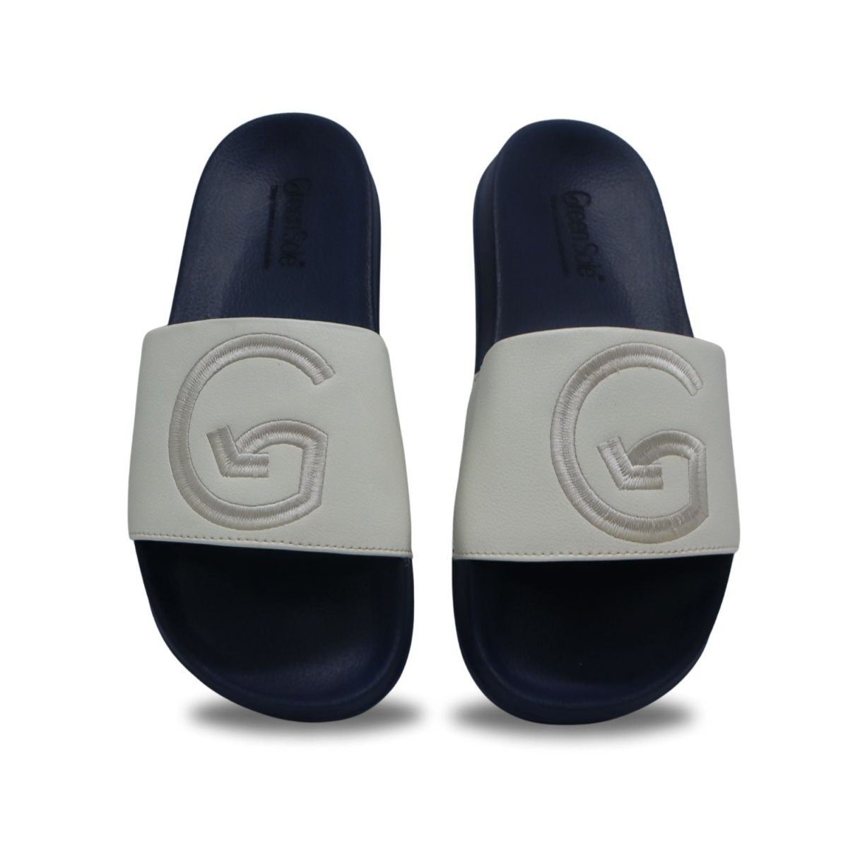 White Slider Men's Casual Slippers – Mens Sliders on Brown Living™. SKU: GreenSole_FPL0000000144. Img 3.