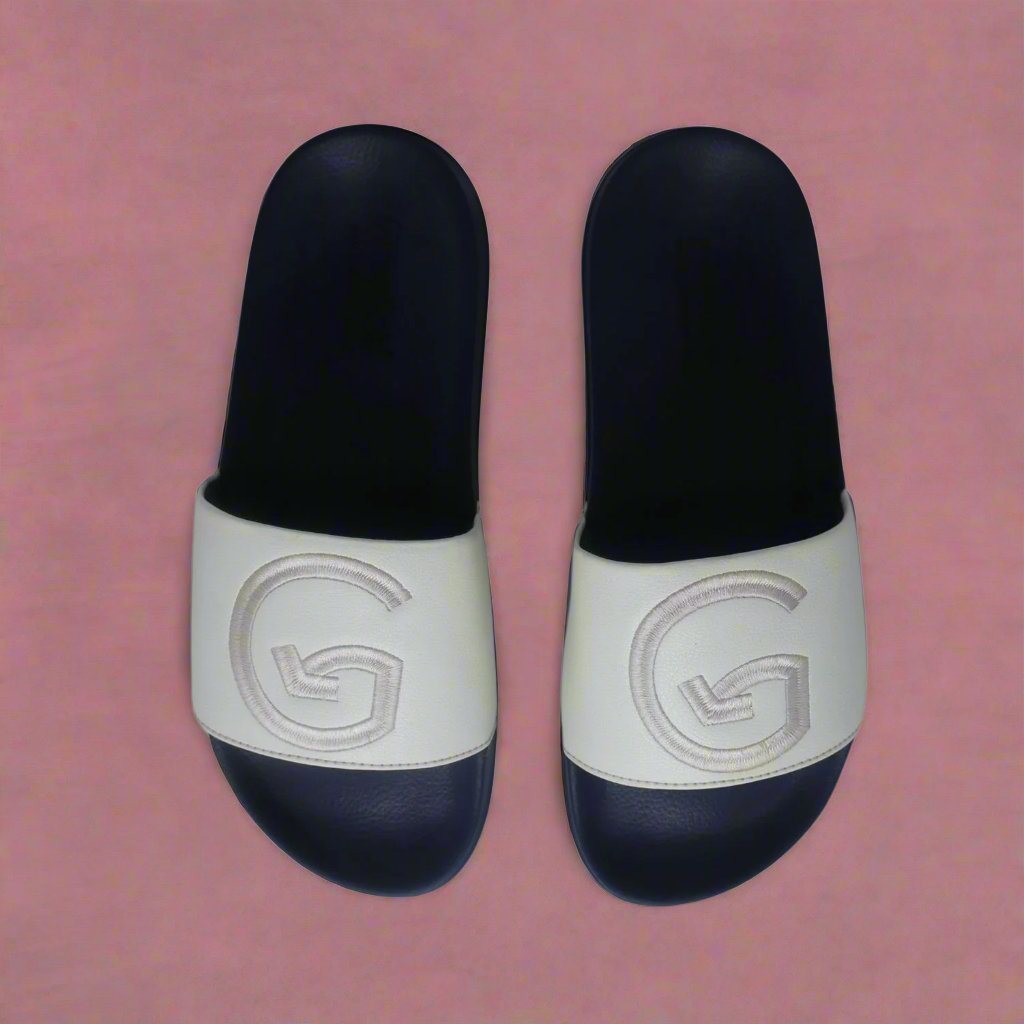 White Slider Men's Casual Slippers – Mens Sliders on Brown Living™. SKU: GreenSole_FPL0000000142. Img 1.