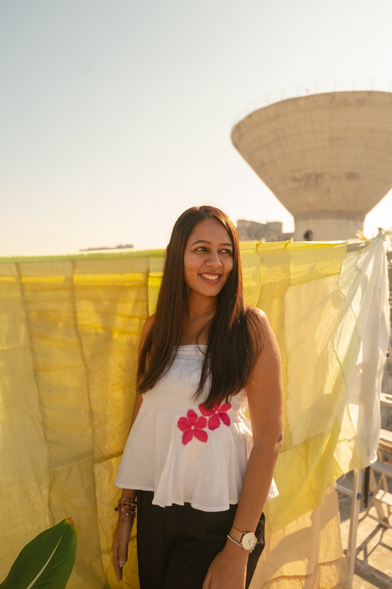White Tube Top With Flower Applique | Strapless Summer Wear – Womens Top on Brown Living™. SKU: TU07. Img 4.