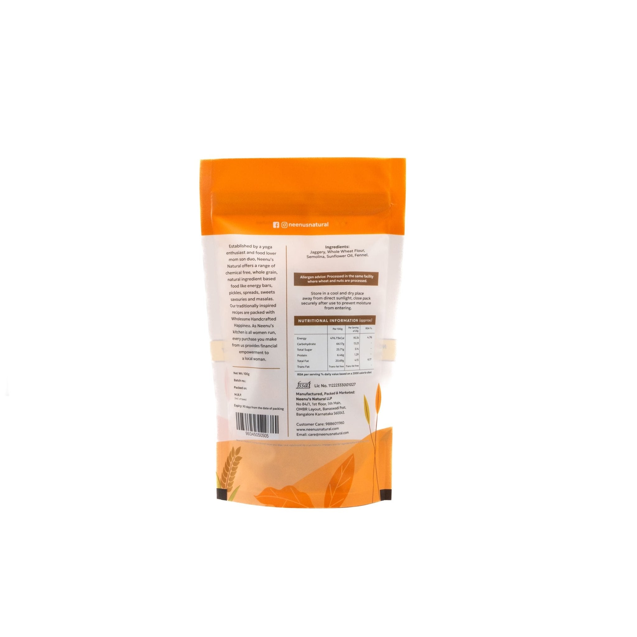 Whole Wheat Jaggery Fingers | Healthy Crunchy Snack for All Ages – Healthy Snacks on Brown Living™. SKU: NN_08. Img 3.