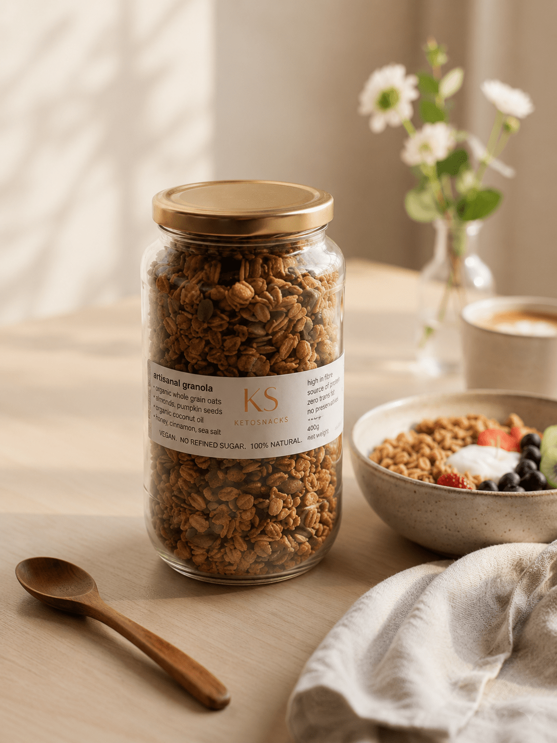Wholesome Granola | Vegan, Gluten-Free & Refined Sugar-Free | 250g – Cereal & Meusli on Brown Living™. SKU: WGR. Img 1.