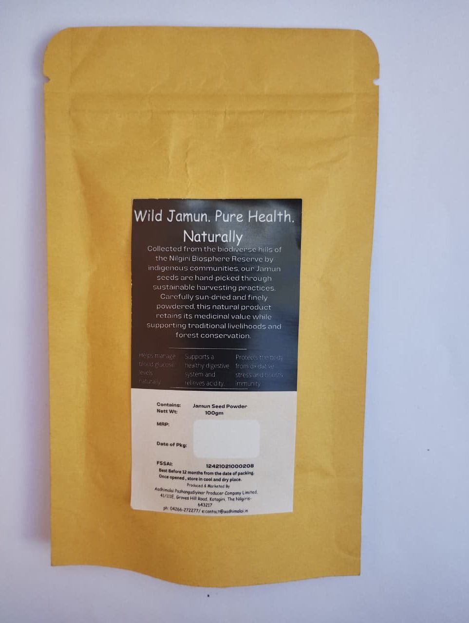 Wild Harvest Jamun Seed Powder | Natural Blood Sugar Support | 100g – Powder Drink Mixes on Brown Living™. SKU: APPCL-066. Img 3.