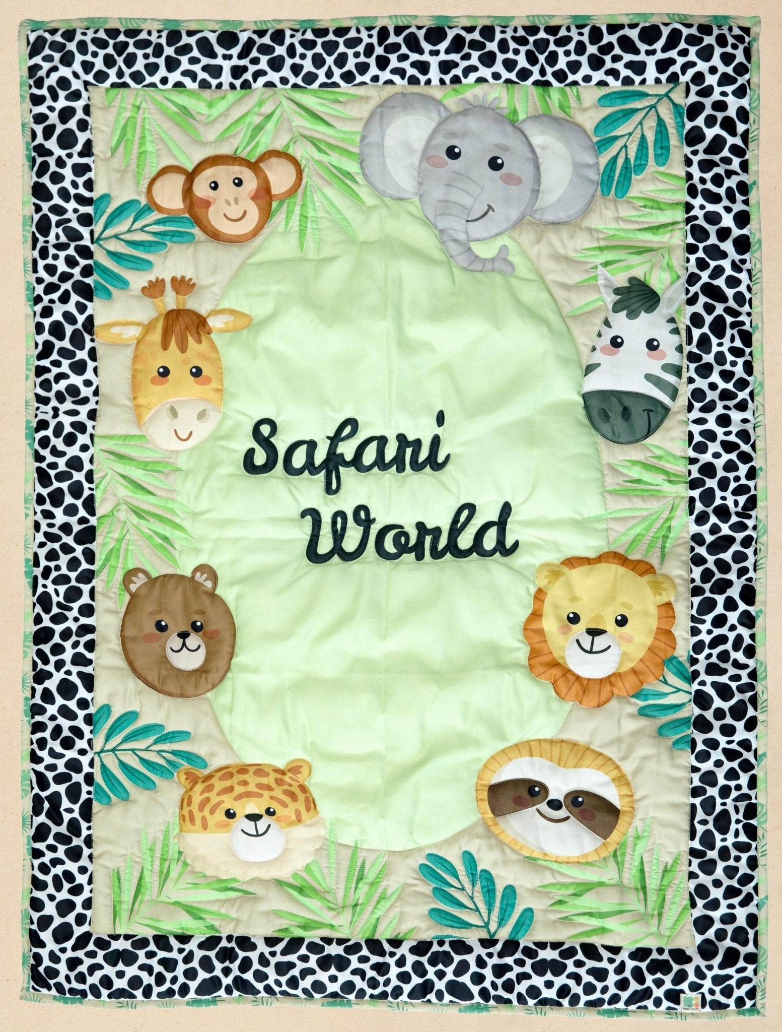 Wild Safari Snuggle Quilt Soft Kids Safari Theme Bedding – Play Mats on Brown Living™. SKU: QLTSAFARI. Img 1.