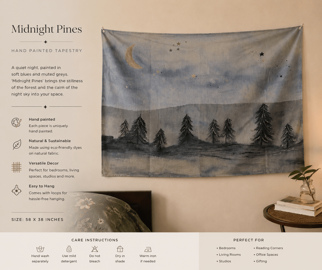 Winter Calm Tapestry | Wall Hanging – Wall Decor on Brown Living™. SKU: TA01. Img 2.