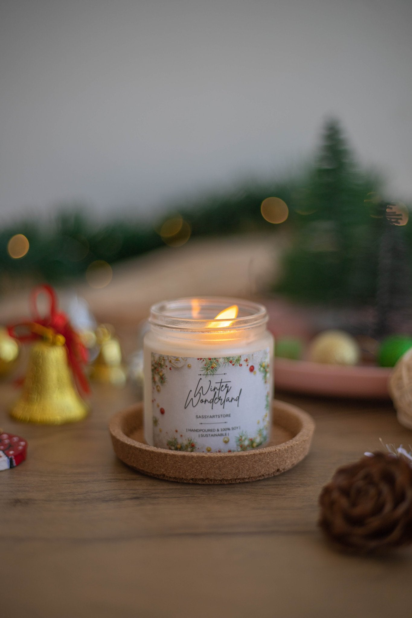 Winter Wonderland Aroma Candle | Christmas Festive Scented Candle – Candles & Fragrances on Brown Living™. SKU: Sas-001. Img 3.