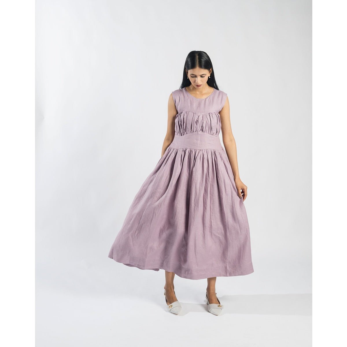Wisteria Ankle Length Dress in Hemp for Women – Womens Dress on Brown Living™. SKU: HEM-WIS-XS. Img 1.
