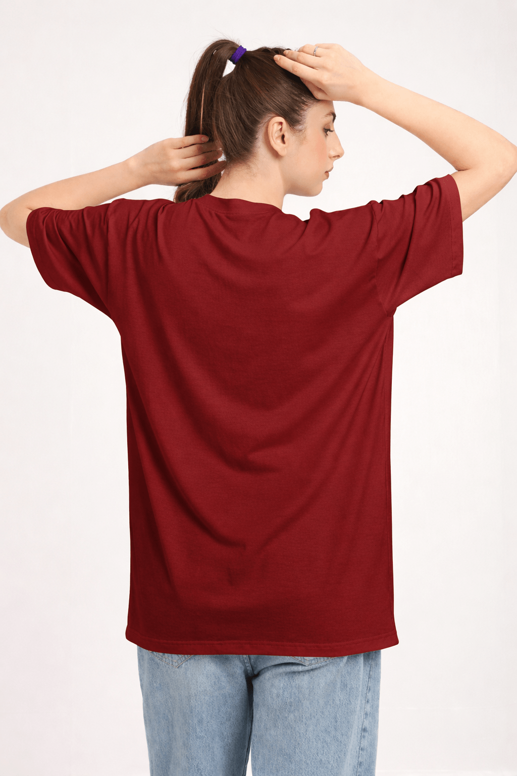 Women Oversized Bamboo Plain T-Shirt – Soft, Breathable & Sustainable – Womens T-Shirt on Brown Living™. SKU: W-PLAIN-OVERSIZ-BLK-M. Img 8.