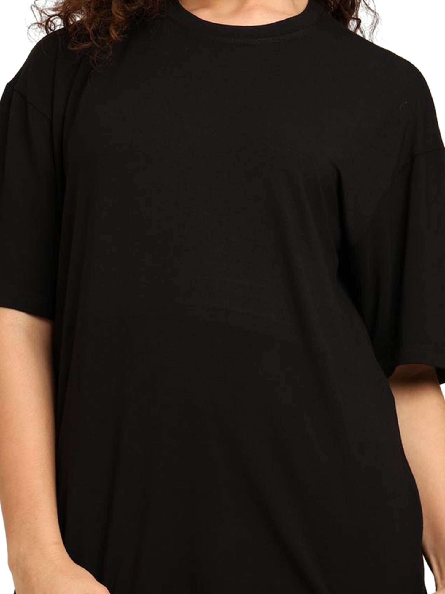 Women Oversized Bamboo T-Shirt – Soft, Breathable & Sustainable Fit – Womens T-Shirt on Brown Living™. SKU: W-MNTL-HLTH-BLK-S. Img 23.