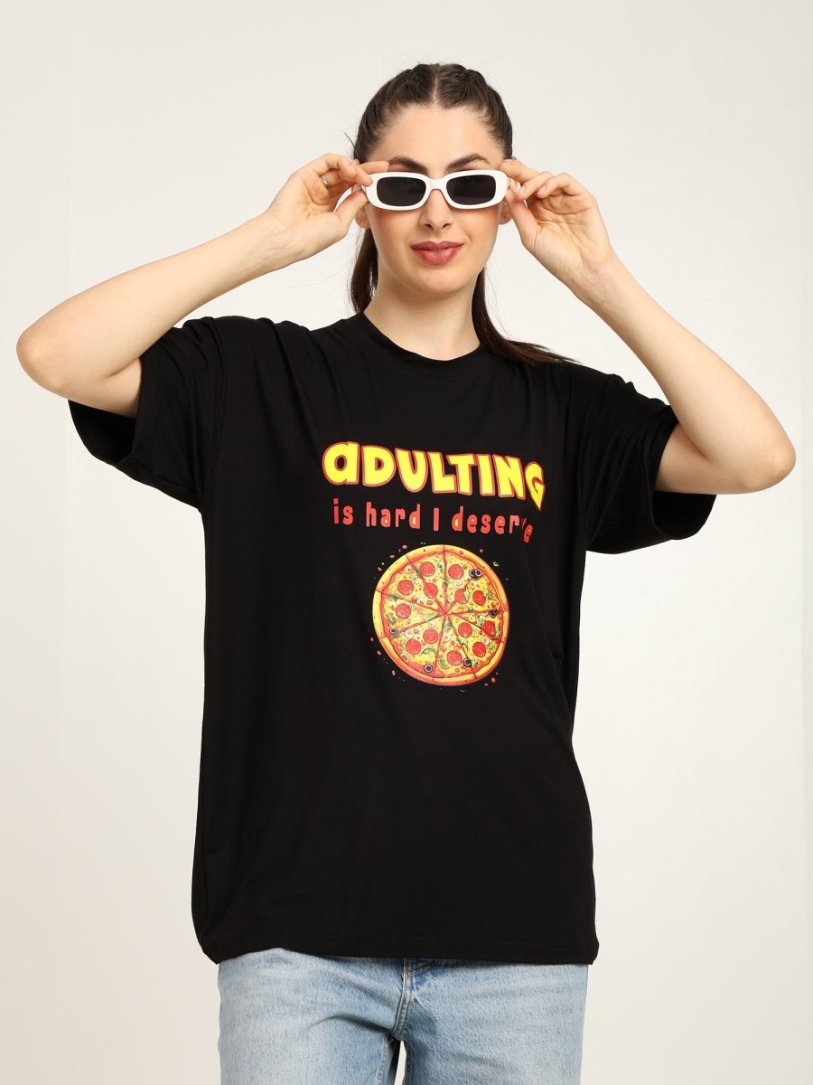 Women Oversized Bamboo T-Shirt – Soft, Breathable & Sustainable Fit – Womens T-Shirt by Bamboology available on Brown Living™. Black S. SKU: WOMEN - ADULTING - BLK - S. Img 5.