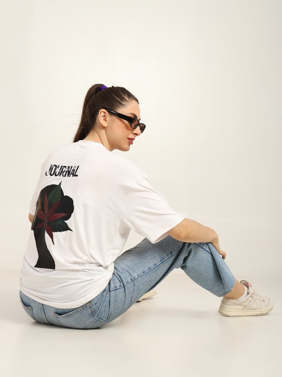 Women Oversized Bamboo T-Shirt – Soft, Breathable & Sustainable Fit – Womens T-Shirt by Bamboology available on Brown Living™. White S. SKU: WOMEN - JOURNAL - T - SHIRT - S. Img 4.