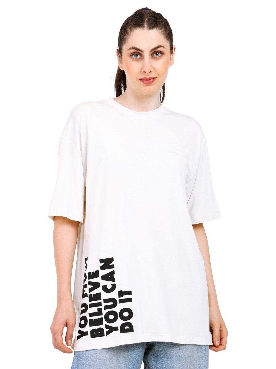 Women Oversized Bamboo T-Shirt – Soft, Breathable & Sustainable Fit – Womens T-Shirt by Bamboology available on Brown Living™. White S. SKU: WOMN - DO - IT - WHIT - S. Img 28.