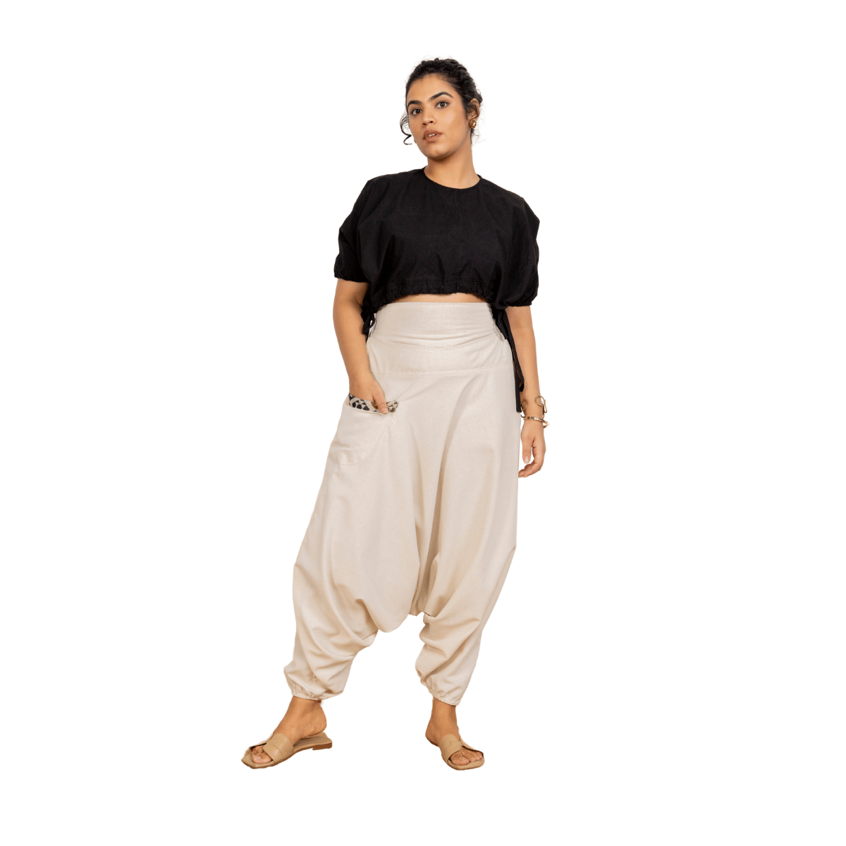 Women's Aladdin Harem Pants | Cream – Womens Pants by Hope - House of Pure Eco available on Brown Living™. One Size . SKU: AL - HW - 12_M. Img 5.