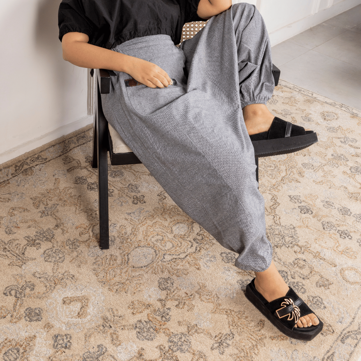 Women's Aladdin Harem Pants | Grey – Womens Pants by Hope - House of Pure Eco available on Brown Living™. One Size . SKU: AL - HW - 13_M. Img 4.