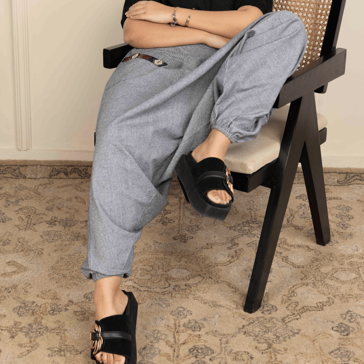 Women's Aladdin Harem Pants | Grey – Womens Pants by Hope - House of Pure Eco available on Brown Living™. One Size . SKU: AL - HW - 13_M. Img 6.