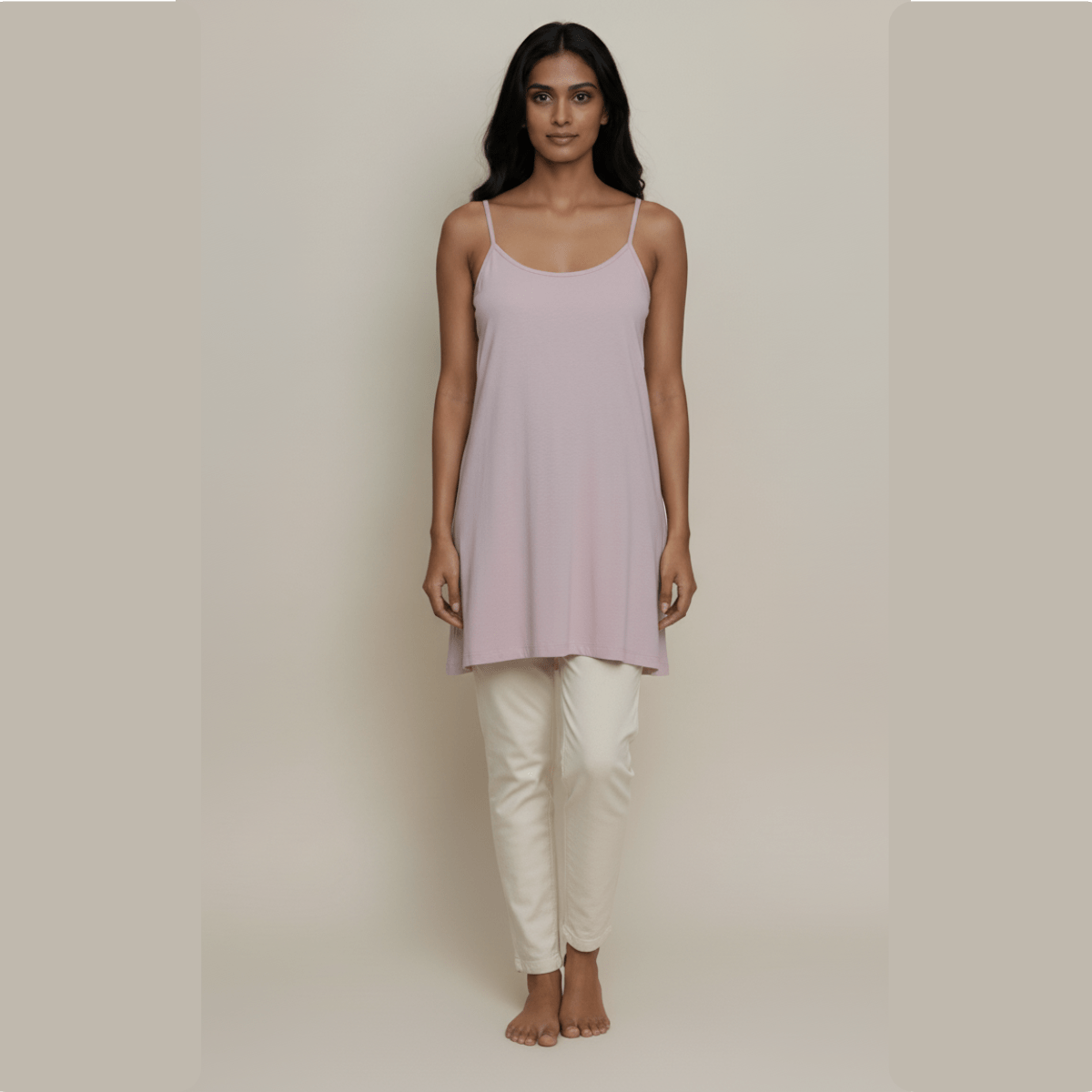 Women’s Cami Top | Mid Length | Soft Bamboo with Spandex – Womens Blouse on Brown Living™. SKU: 6116036-4m. Img 1.