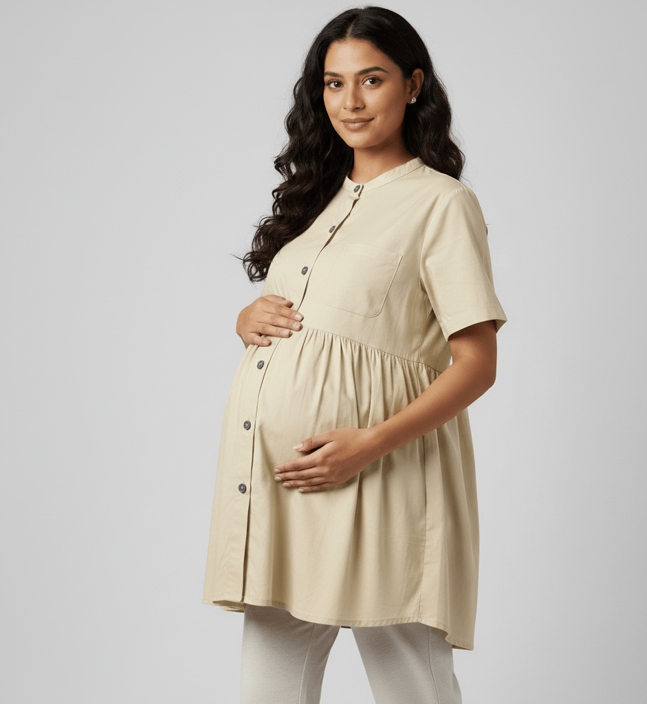 Women’s Front Open Maternity Top | Comfortable Wear for All Stages – Womens Top on Brown Living™. SKU: 2126025-03-02. Img 3.