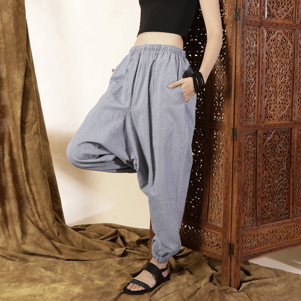 Women's Harem Pant | Grey | Fits Waist Size 28" to 36" – Womens Pants by Hope - House of Pure Eco available on Brown Living™. . SKU: BT01023. Img 1.