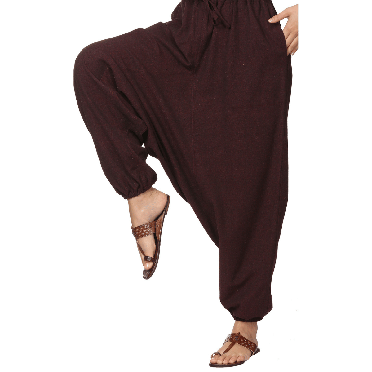 Women's Harem Pant | Maroon | Fits Waist Size 28" to 36" – Womens Pants on Brown Living™. SKU: BT01024. Img 2.