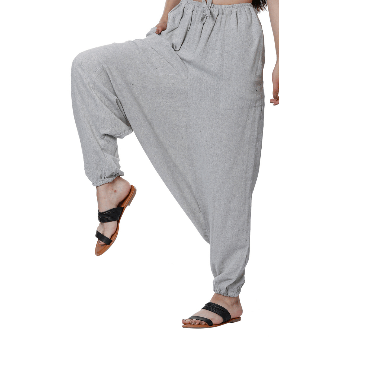 Women's Harem Pant | Melange Grey | Fits Waist Size 28" to 36" – Womens Pants by Hope - House of Pure Eco available on Brown Living™. . SKU: BT01027. Img 4.