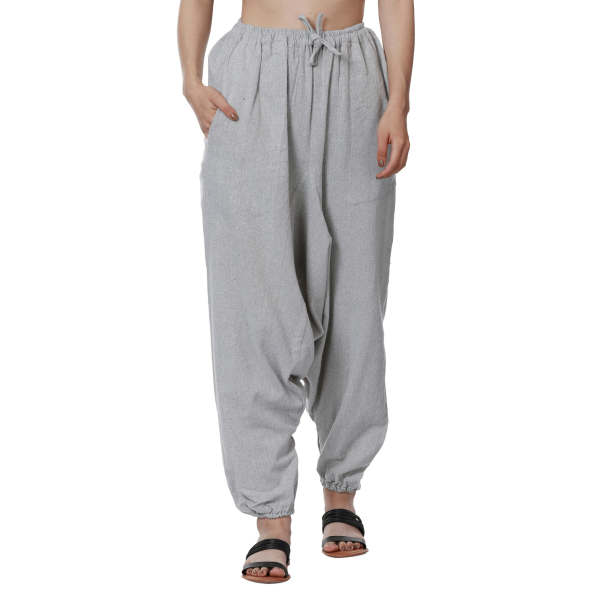 Women's Harem Pant | Melange Grey | Fits Waist Size 28" to 36" – Womens Pants by Hope - House of Pure Eco available on Brown Living™. . SKU: BT01027. Img 1.