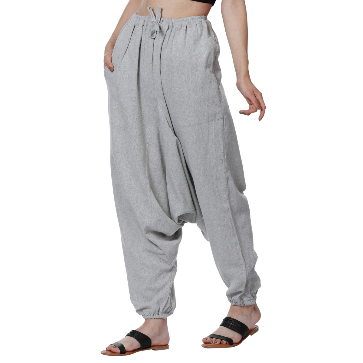 Women's Harem Pant | Melange Grey | Fits Waist Size 28" to 36" – Womens Pants by Hope - House of Pure Eco available on Brown Living™. . SKU: BT01027. Img 2.