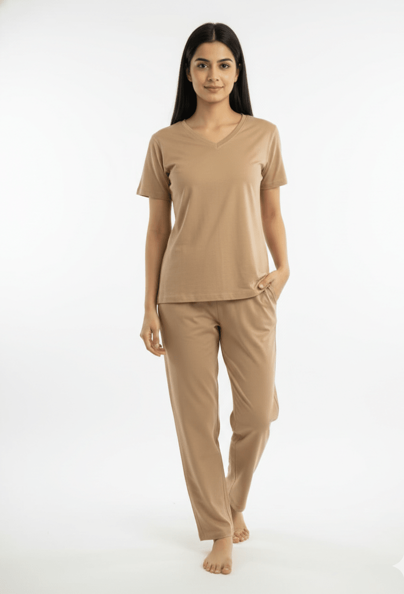 Women’s Herbal - Infused Yoga V Neck T Shirt | Breathable Activewear Tee – Womens T-Shirt on Brown Living™. SKU: 3116008-01-02. Img 3.