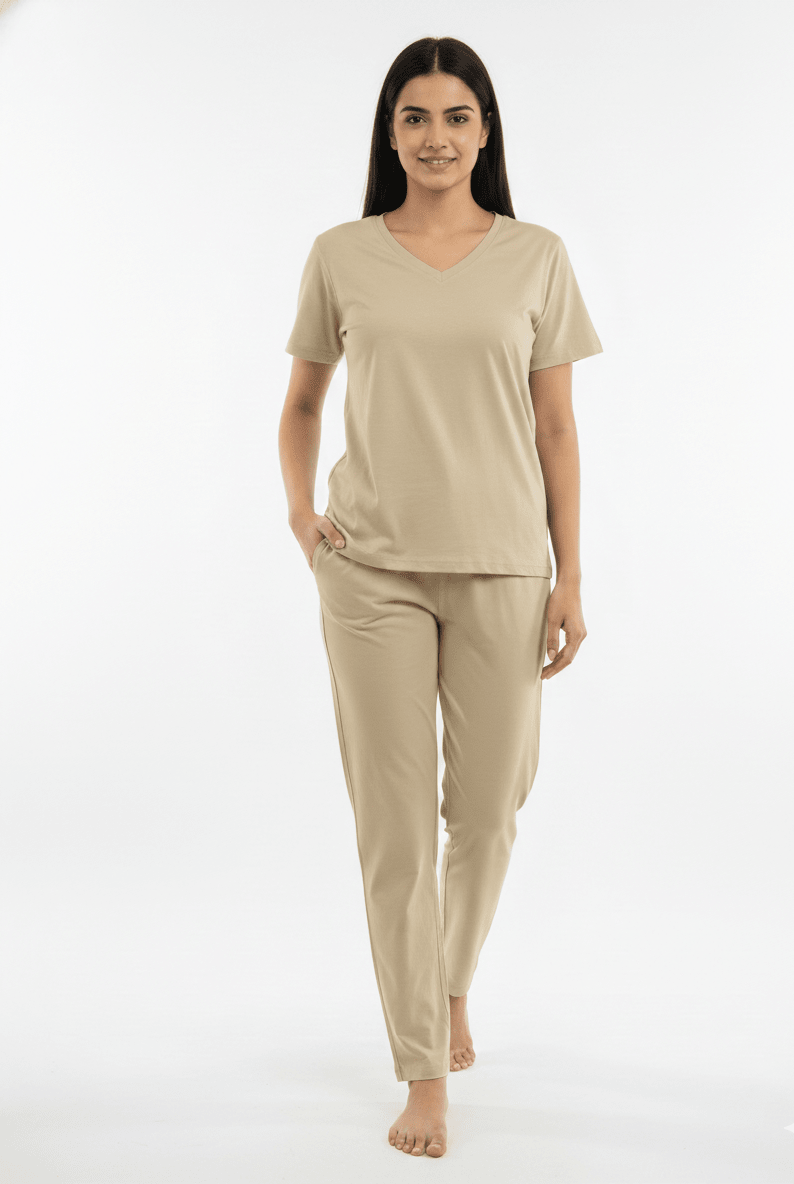 Women’s Herbal - Infused Yoga V Neck T Shirt | Breathable Activewear Tee – Womens T-Shirt on Brown Living™. SKU: 3116008-01-04. Img 5.