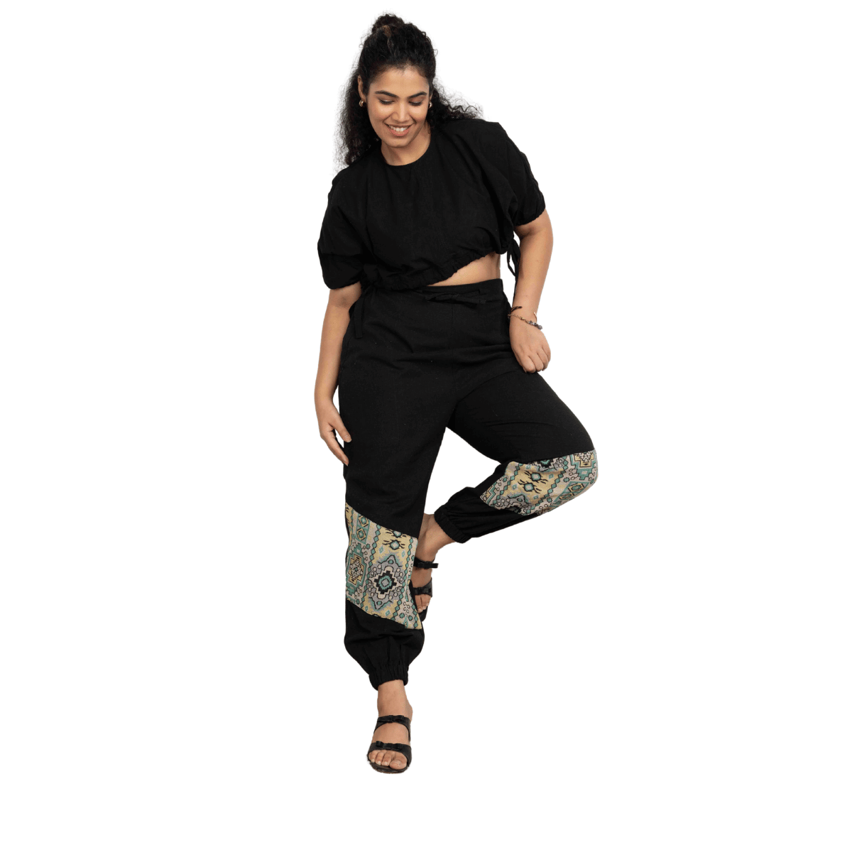 Women's Hopper Joggers | Black With Patterned Patch | Fits Waist Sizes 30 to 38 Inches – Womens Pants by Hope - House of Pure Eco available on Brown Living™. . SKU: H - 2_w15. Img 7.