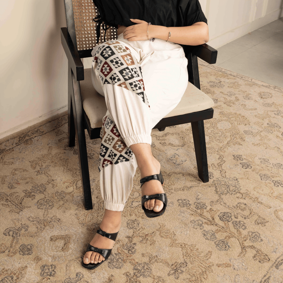 Women's Hopper Joggers | Cream With Patterned Patchwork | Fits Waist Sizes 30 to 38 Inches – Womens Pants by Hope - House of Pure Eco available on Brown Living™. . SKU: H - 2_w12. Img 6.