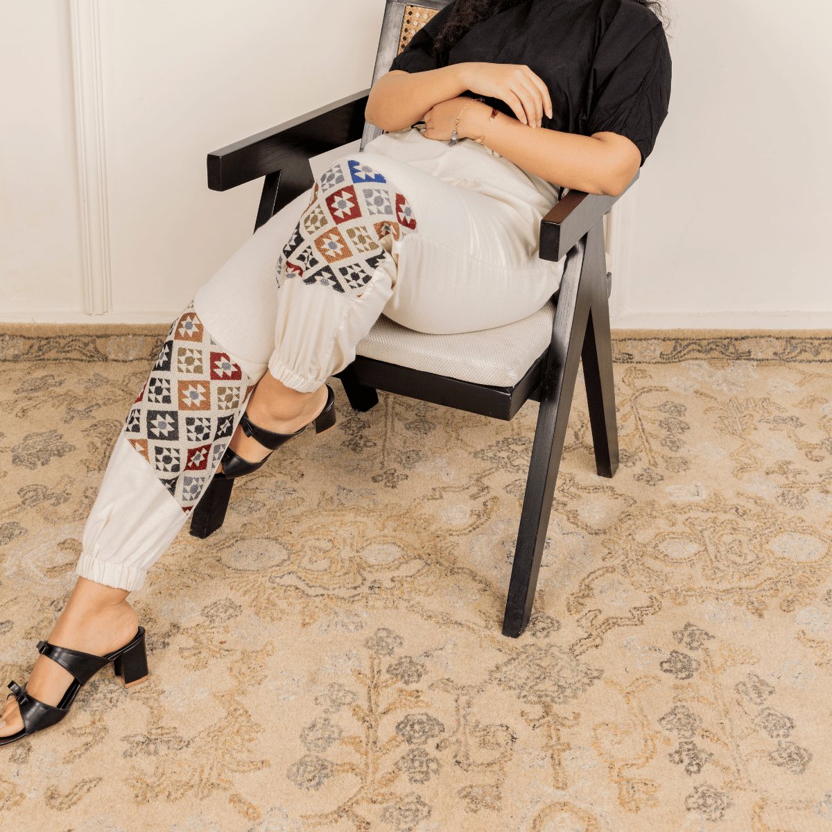 Women's Hopper Joggers | Cream With Patterned Patchwork | Fits Waist Sizes 30 to 38 Inches – Womens Pants by Hope - House of Pure Eco available on Brown Living™. . SKU: H - 2_w12. Img 7.
