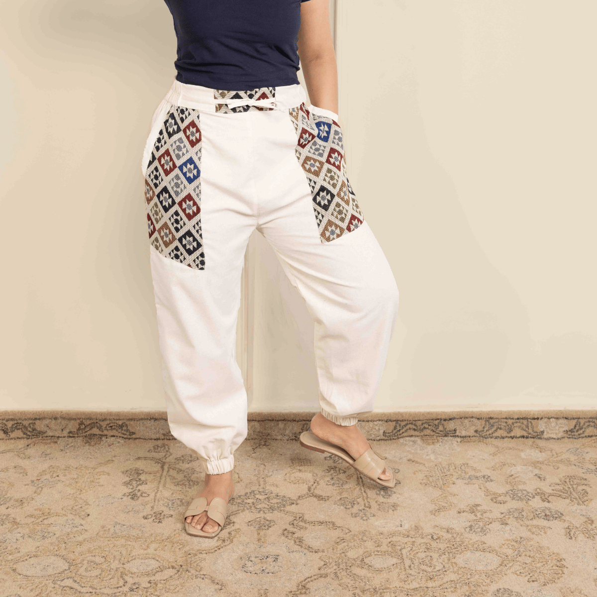 Women's Hopper Joggers | Cream With Pocket Patch | Fits Waist Sizes 30 to 38 Inches – Womens Pants by Hope - House of Pure Eco available on Brown Living™. . SKU: H - 1_w12. Img 6.