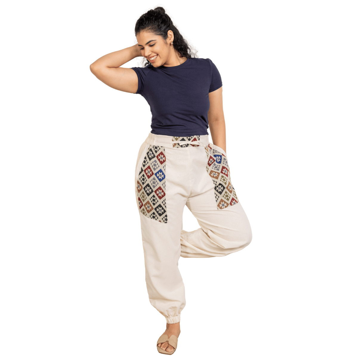 Women's Hopper Joggers | Cream With Pocket Patch | Fits Waist Sizes 30 to 38 Inches – Womens Pants by Hope - House of Pure Eco available on Brown Living™. . SKU: H - 1_w12. Img 7.