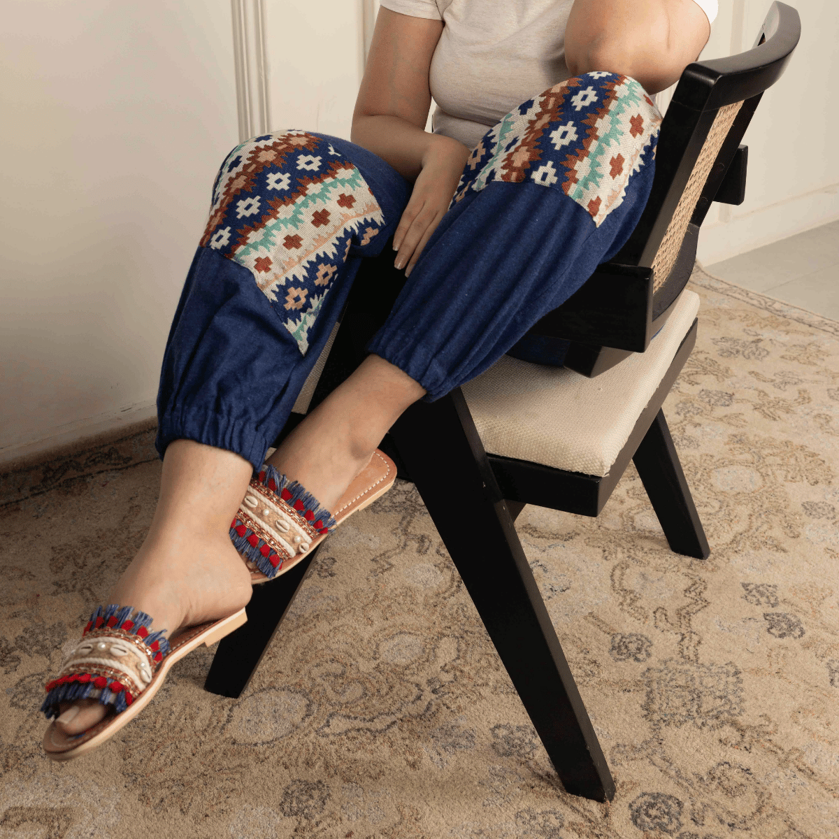Women's Hopper Joggers | Dark Blue With Patterned Patchwork | Fits Waist Sizes 30 to 38 Inches – Womens Pants by Hope - House of Pure Eco available on Brown Living™. . SKU: H - 2_w11. Img 6.