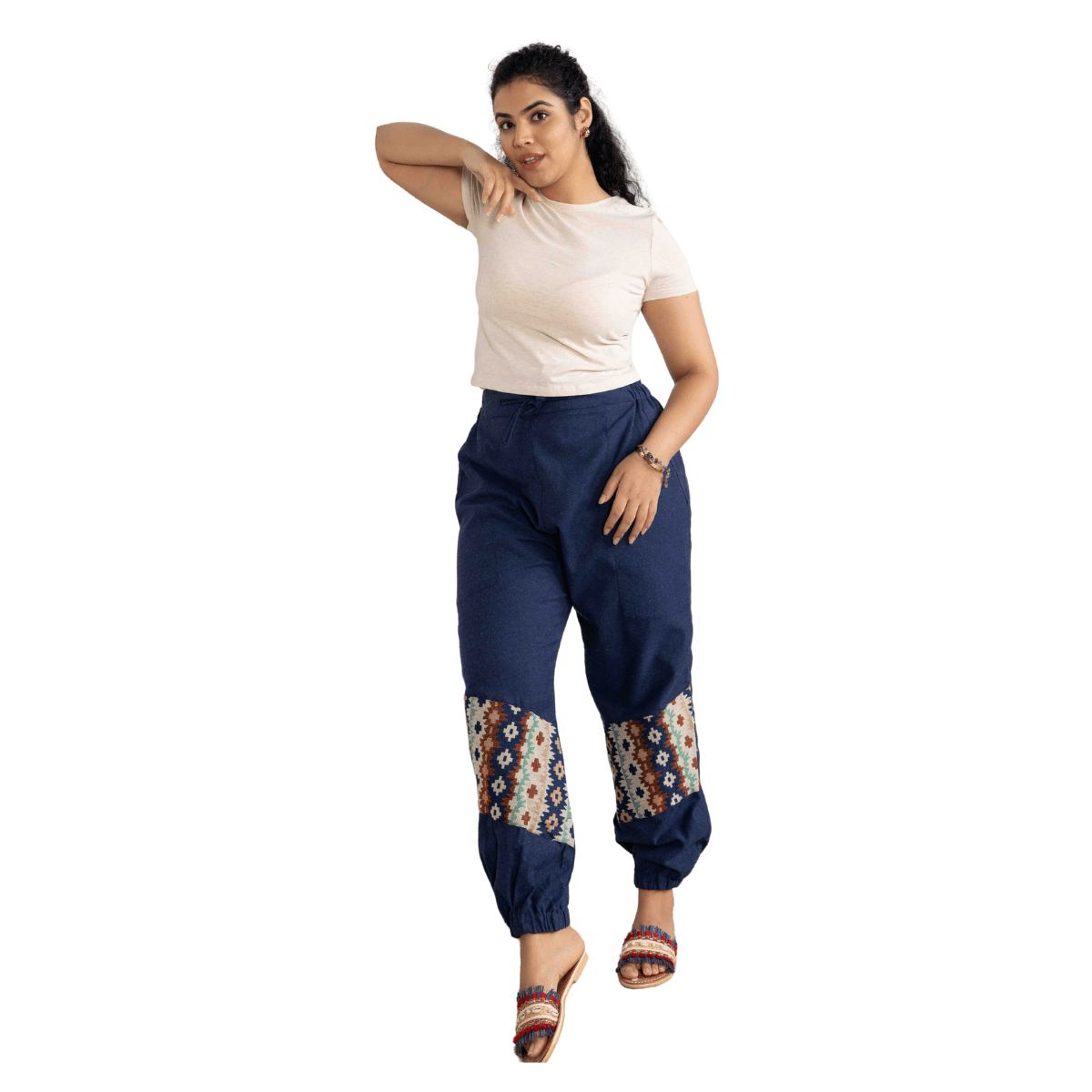 Women's Hopper Joggers | Dark Blue With Patterned Patchwork | Fits Waist Sizes 30 to 38 Inches – Womens Pants by Hope - House of Pure Eco available on Brown Living™. . SKU: H - 2_w11. Img 8.