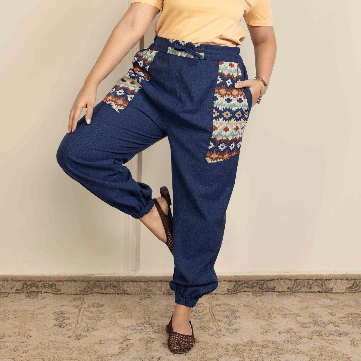 Women's Hopper Joggers | Dark Blue With Pocket Patch | Fits Waist Sizes 30 to 38 Inches – Womens Pants by Hope - House of Pure Eco available on Brown Living™. . SKU: H - 1_w11. Img 6.
