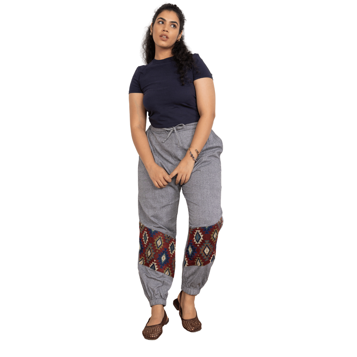 Women's Hopper Joggers | Grey With Patterned Patchwork| Fits Waist Sizes 30 to 38 Inches – Womens Pants by Hope - House of Pure Eco available on Brown Living™. . SKU: H - 2_w13. Img 6.