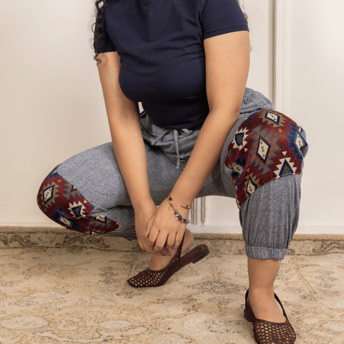 Women's Hopper Joggers | Grey With Patterned Patchwork| Fits Waist Sizes 30 to 38 Inches – Womens Pants by Hope - House of Pure Eco available on Brown Living™. . SKU: H - 2_w13. Img 4.