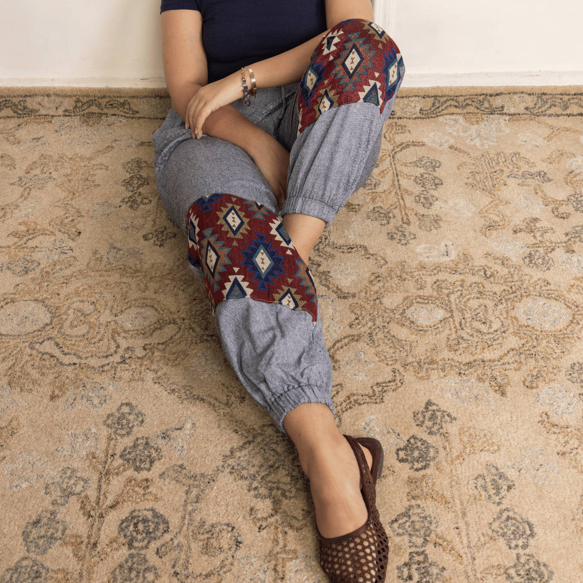 Women's Hopper Joggers | Grey With Patterned Patchwork| Fits Waist Sizes 30 to 38 Inches – Womens Pants by Hope - House of Pure Eco available on Brown Living™. . SKU: H - 2_w13. Img 5.